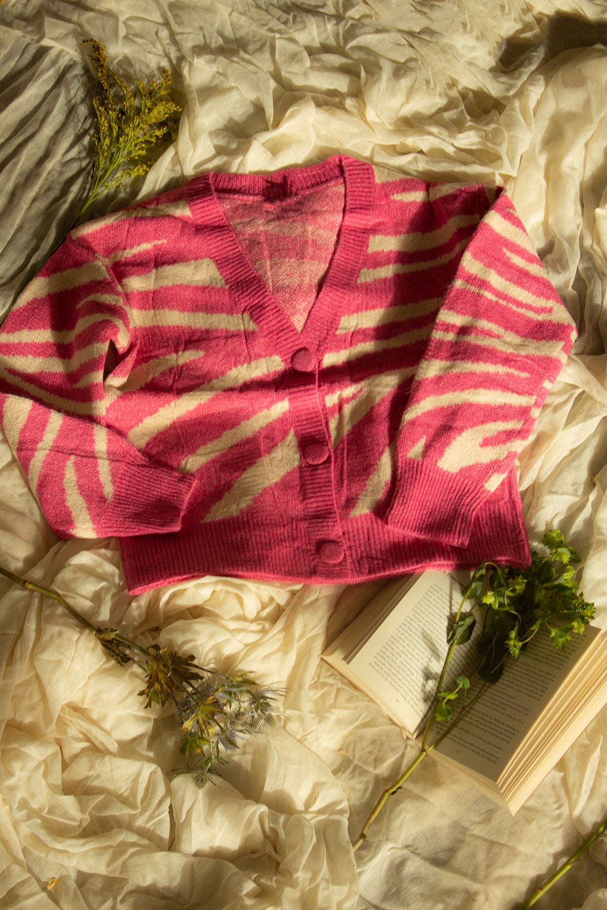 Zebra Print Knit Border Cardigan - Sugar + Style