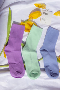 Bold Purple Colour Block Socks - Sugar + Style