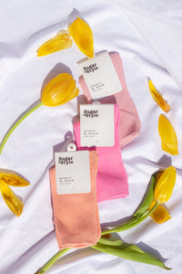 Dusky Pink Colour Block Socks - Sugar + Style