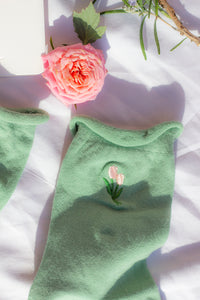 Tulip Motif Embroidered Socks - Sugar + Style