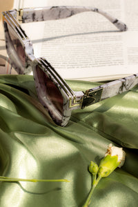 Chunky Bevelled Gold Embossed Sunglasses - Sugar + Style