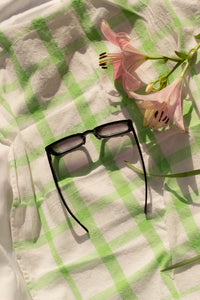 Black Wide Rectangle Keyhole Sunglasses - Sugar + Style