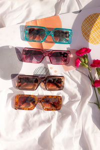 Monogram Sided Rectangle Narrow Sunglasses - Sugar + Style