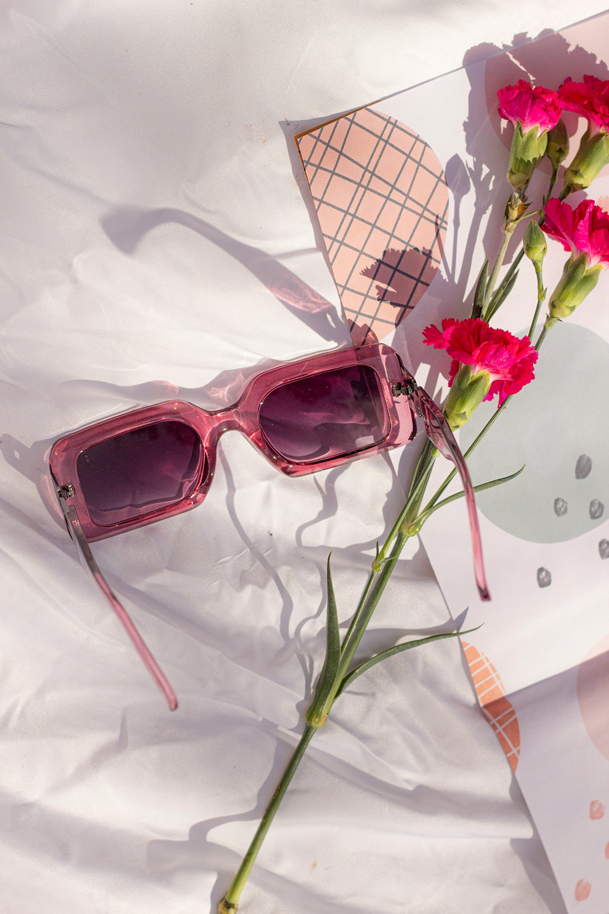 Monogram Sided Rectangle Narrow Sunglasses - Sugar + Style