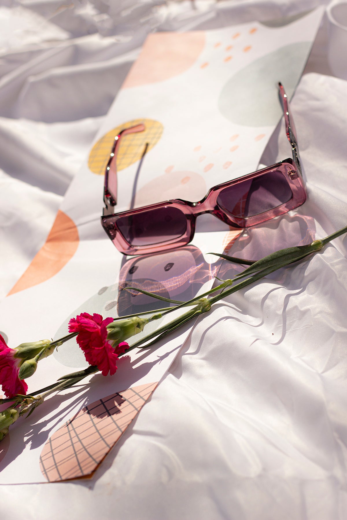 Monogram Sided Rectangle Narrow Sunglasses - Sugar + Style