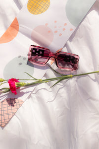 Monogram Sided Rectangle Narrow Sunglasses - Sugar + Style