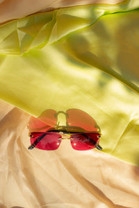 Rimless Rectangle Colour Tint Sunglasses - Sugar + Style