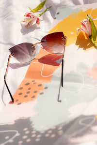Gem Cut Rimless Cat Eye Sunglasses - Sugar + Style