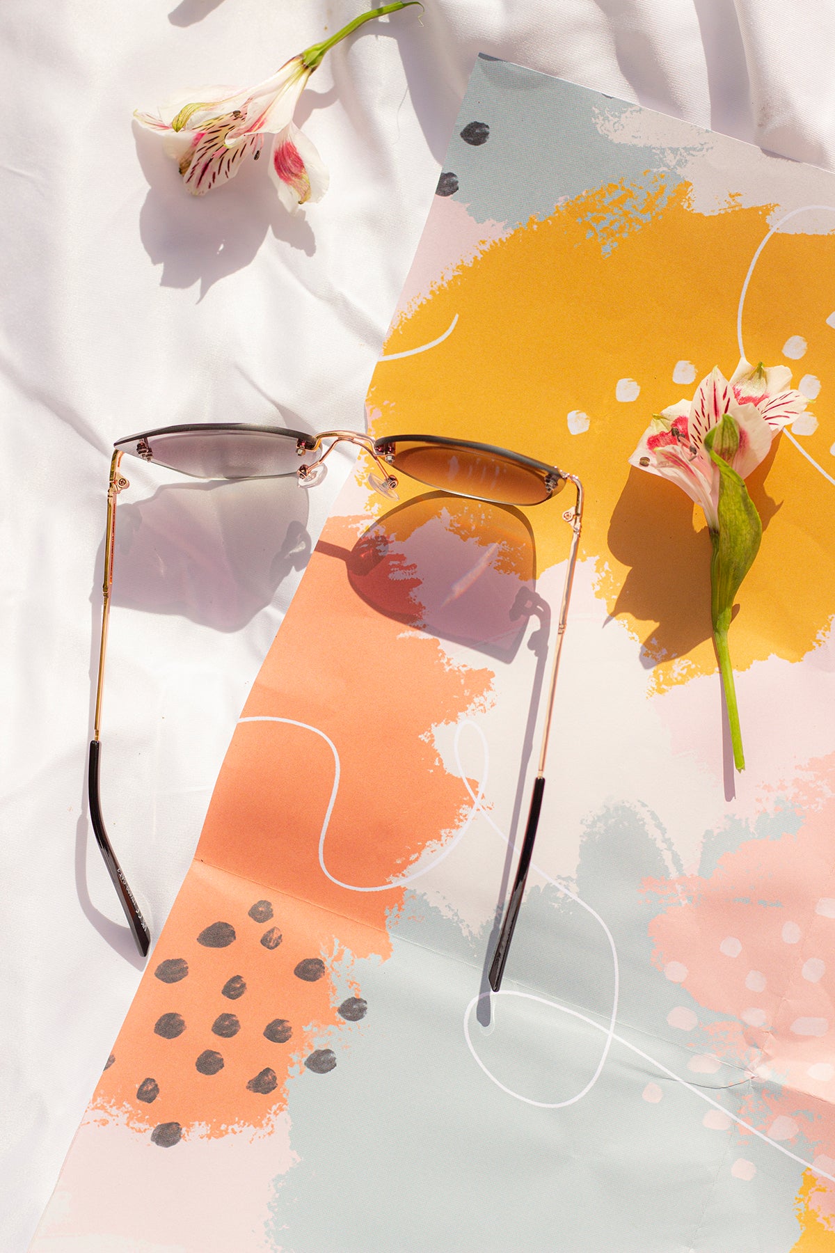 Gem Cut Rimless Cat Eye Sunglasses - Sugar + Style