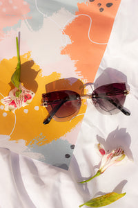 Gem Cut Rimless Cat Eye Sunglasses - Sugar + Style