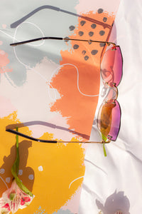 Gem Cut Rimless Cat Eye Sunglasses - Sugar + Style