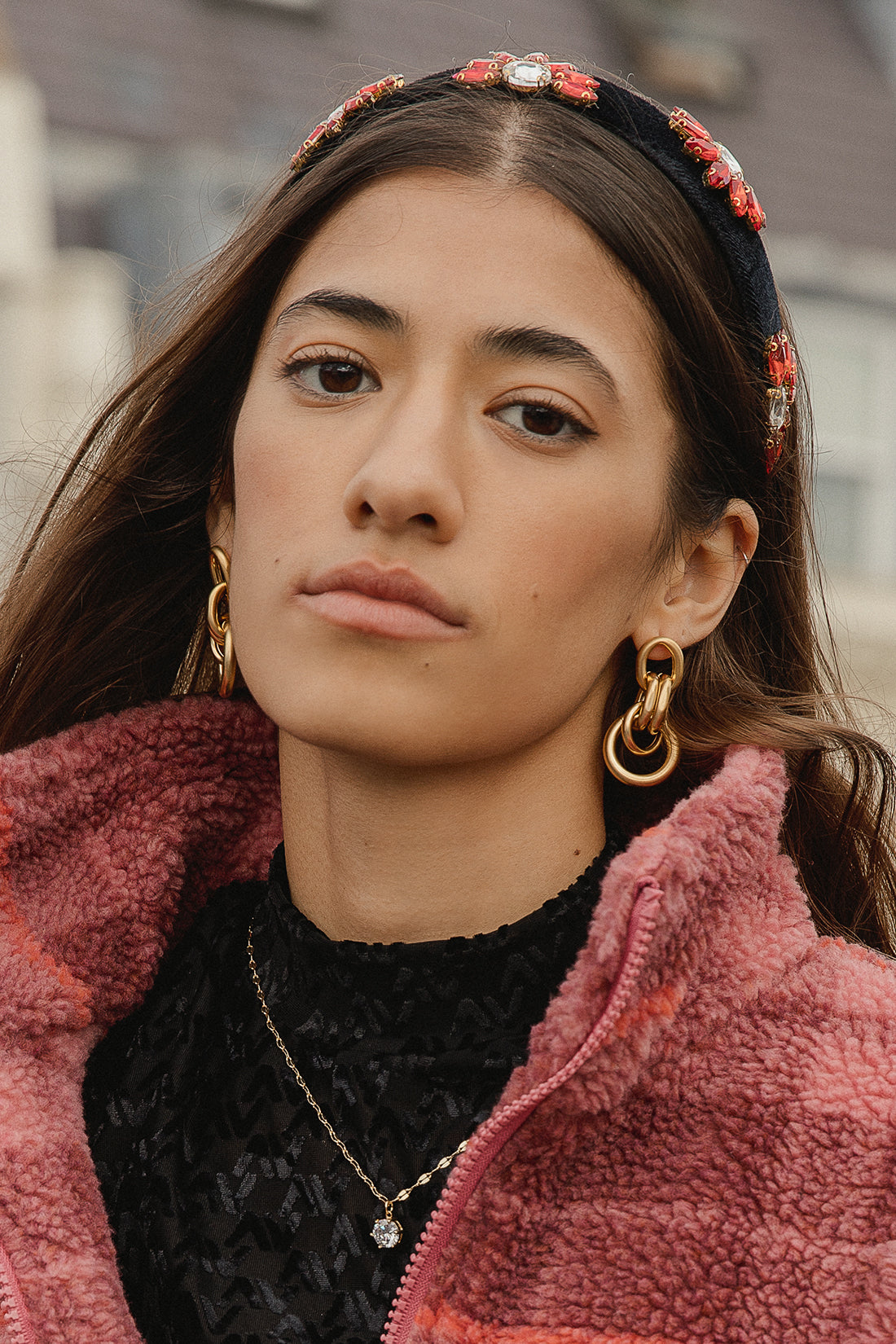 Chain Hoop Matte Dangle Earrings - Sugar + Style
