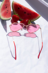 Rimless Colour Tint Heart Sunglasses - Sugar + Style