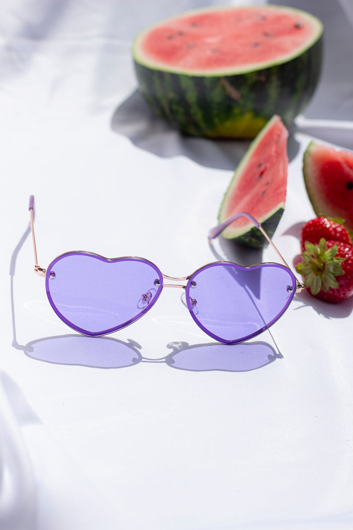 Rimless Colour Tint Heart Sunglasses - Sugar + Style