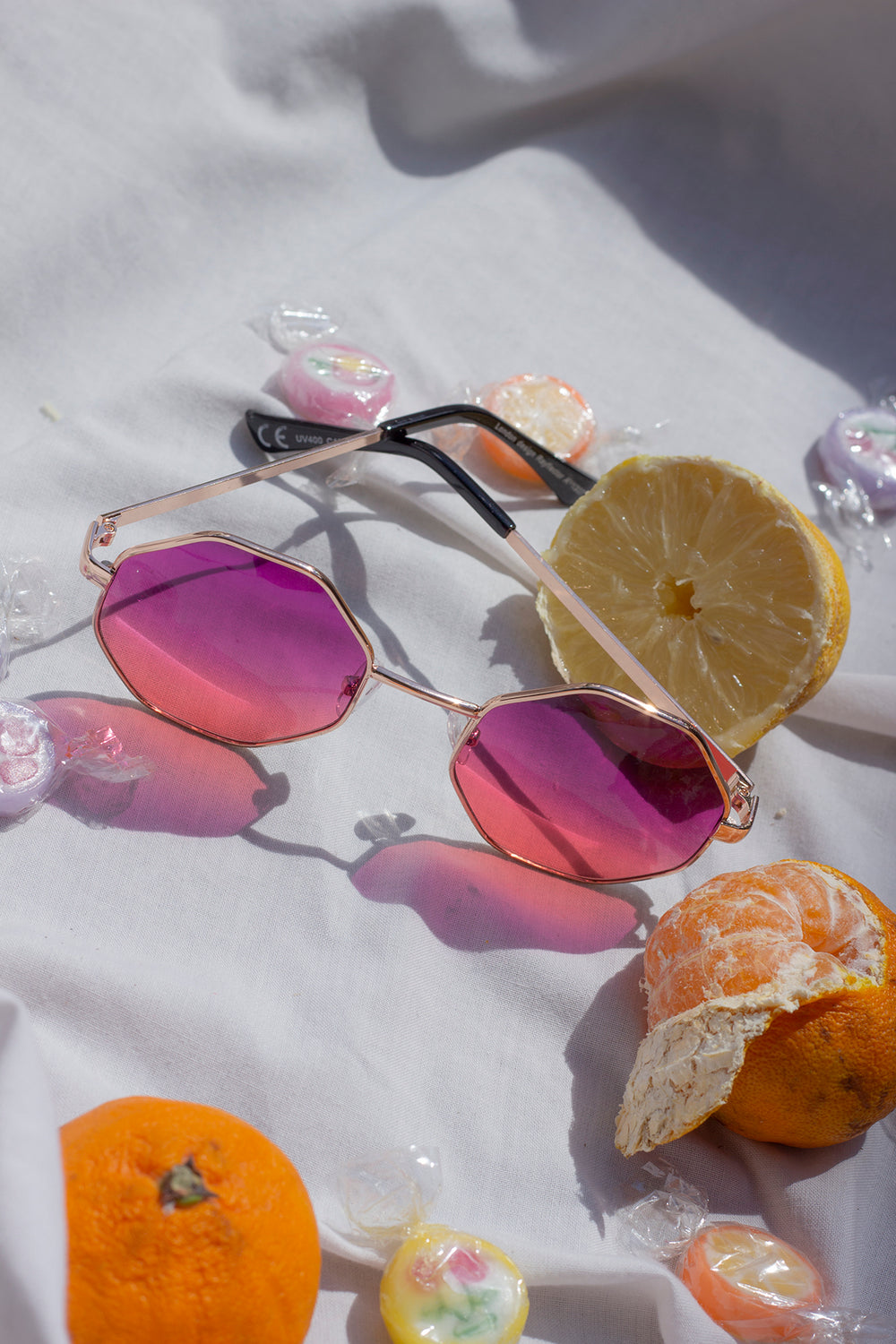 Hexagon Metal Frame Gradient Sunglasses - Sugar + Style