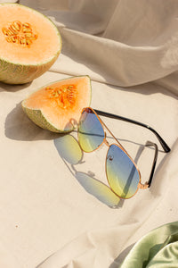 Engraved Bar Aviator Gradient Tint Sunglasses - Sugar + Style