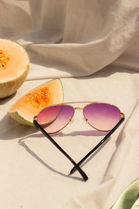 Engraved Bar Aviator Gradient Tint Sunglasses - Sugar + Style