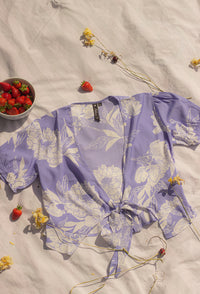 Tie Front Floral Print Blouse - Sugar + Style