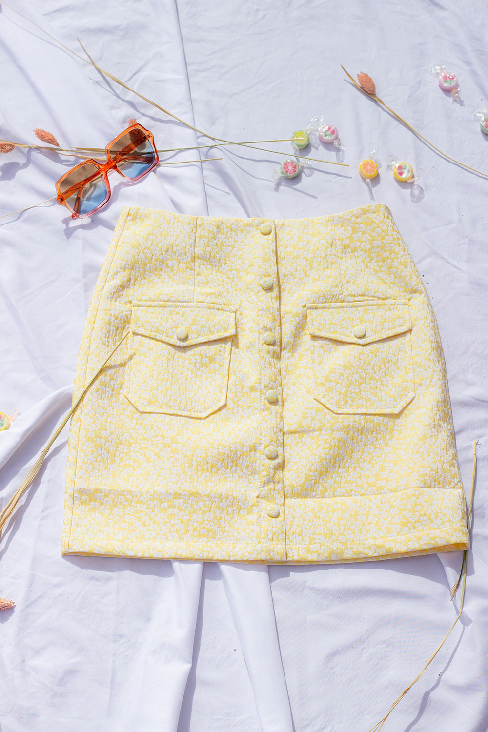 Floral Jacquard Mini Skirt - Sugar + Style