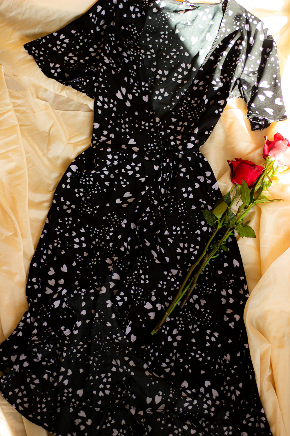 Dancing Heart Wrap Midi Dress - Sugar + Style