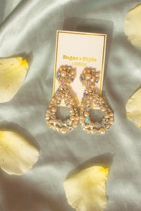 Jewel and Pearl Tear Drop Statement Stud Dangle - Sugar + Style