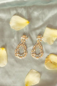 Jewel and Pearl Tear Drop Statement Stud Dangle - Sugar + Style