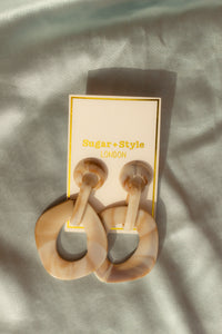 Beige Marble Rustic Dangle Earrings - Sugar + Style