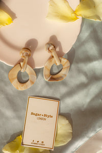 Beige Marble Rustic Dangle Earrings - Sugar + Style