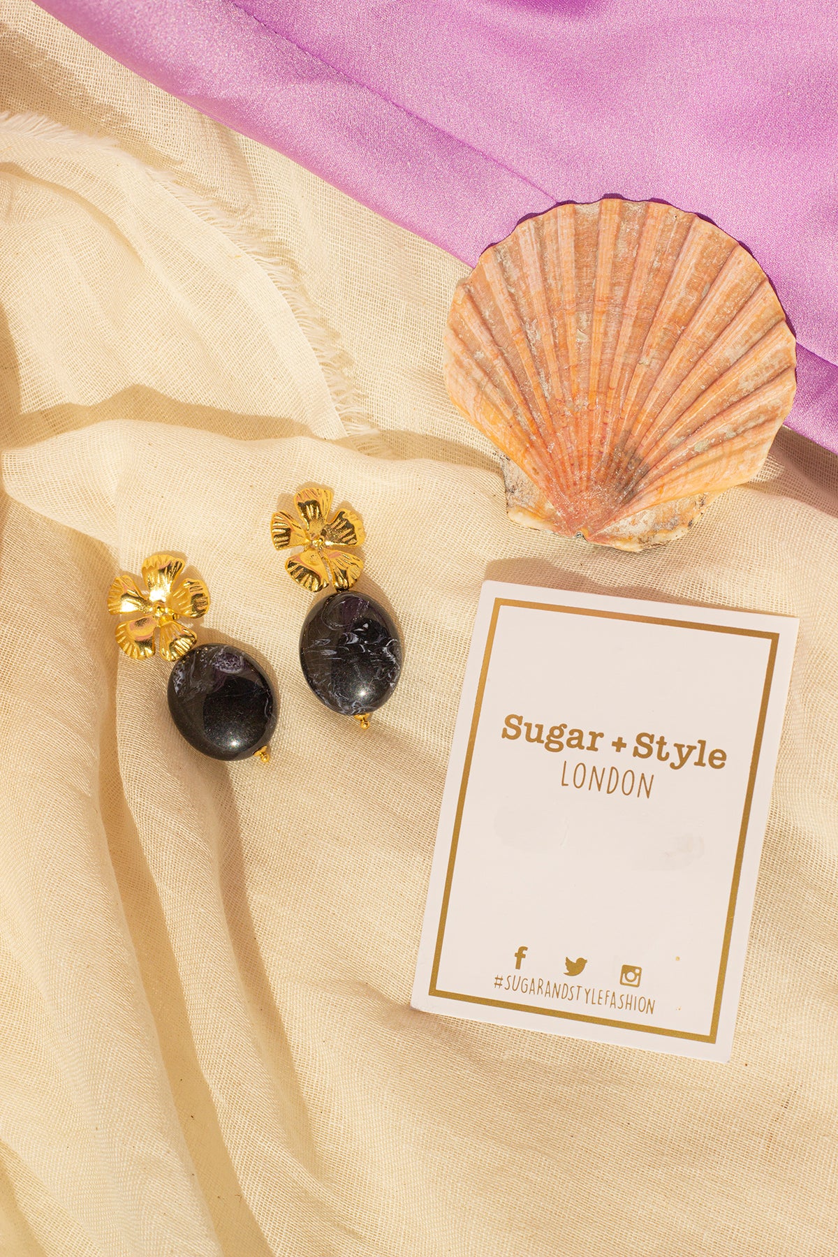 Flower Stud Gemstone Earrings - Sugar + Style