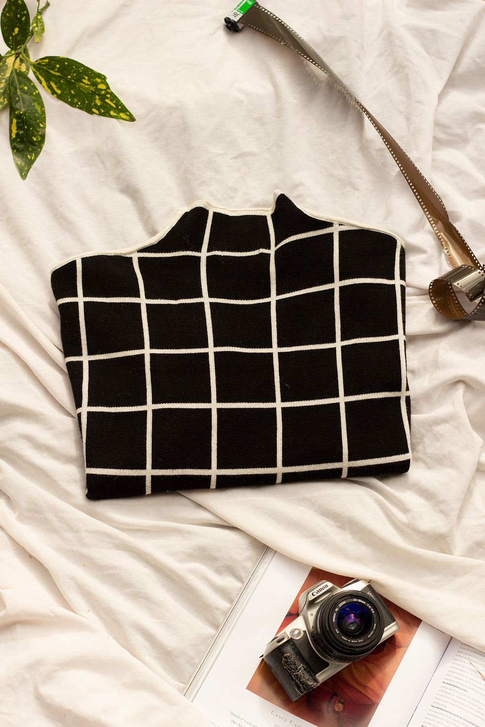 High Neck Short Sleeve Grid Jumper - Sugar + Style