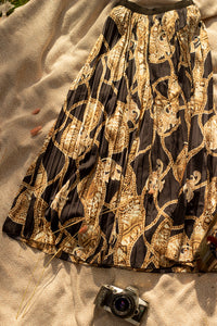 Chain Print Pleated Midi Skirt - Sugar + Style