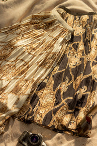 Chain Print Pleated Midi Skirt - Sugar + Style
