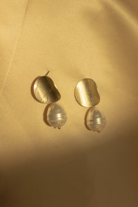 Disk and Pearl Drop Earrings - Sugar + Style