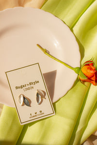 Silver Leaf Layer Stud Earrings - Sugar + Style