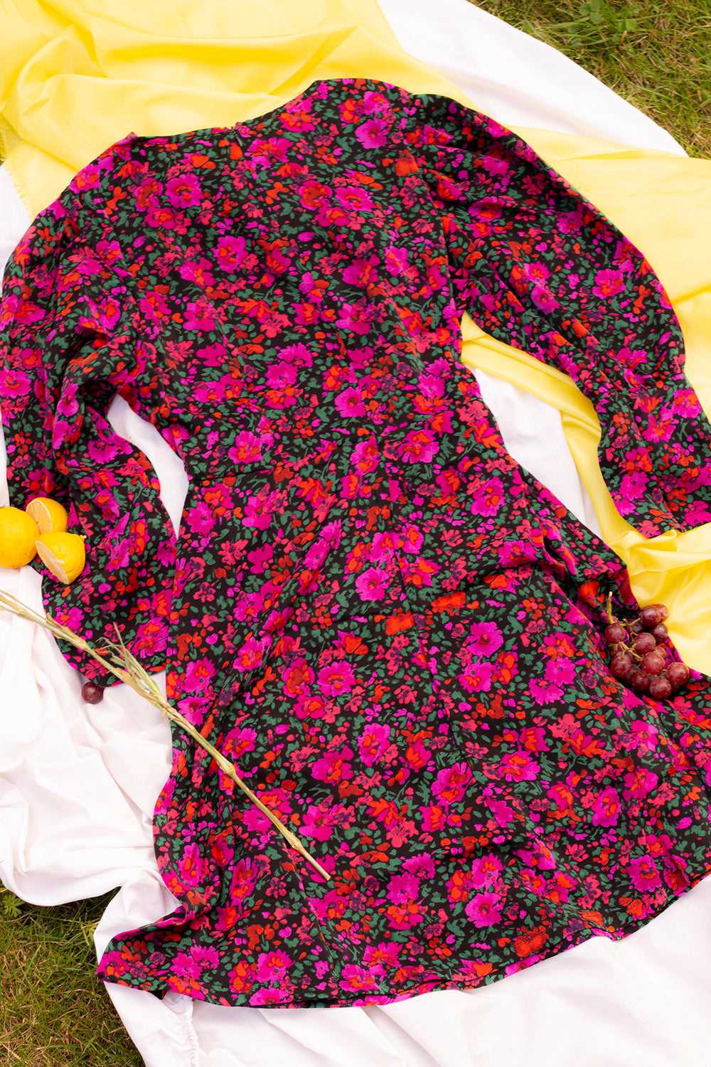 Plunge Neck Bold Floral Mini Smock Dress - Sugar + Style