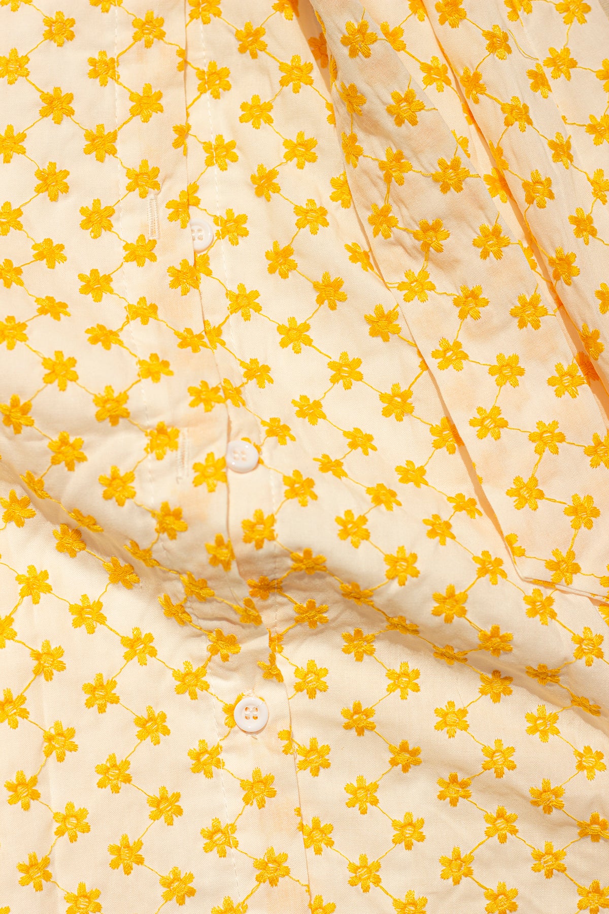 Yellow Embroidered Flower Peter Pan Collar Midi Dress - Sugar + Style