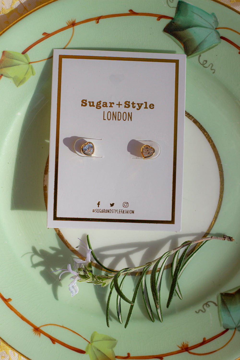 Mini Heart Rhinestone Stud Earrings - Sugar + Style