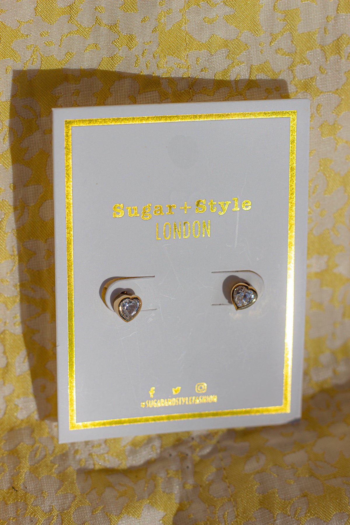 Mini Heart Rhinestone Stud Earrings - Sugar + Style