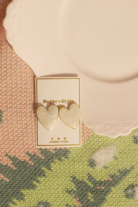Pearlescent Heart Stud Earrings - Sugar + Style