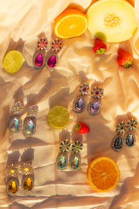 Oversized Flower Jewel Dangle Earrings - Sugar + Style