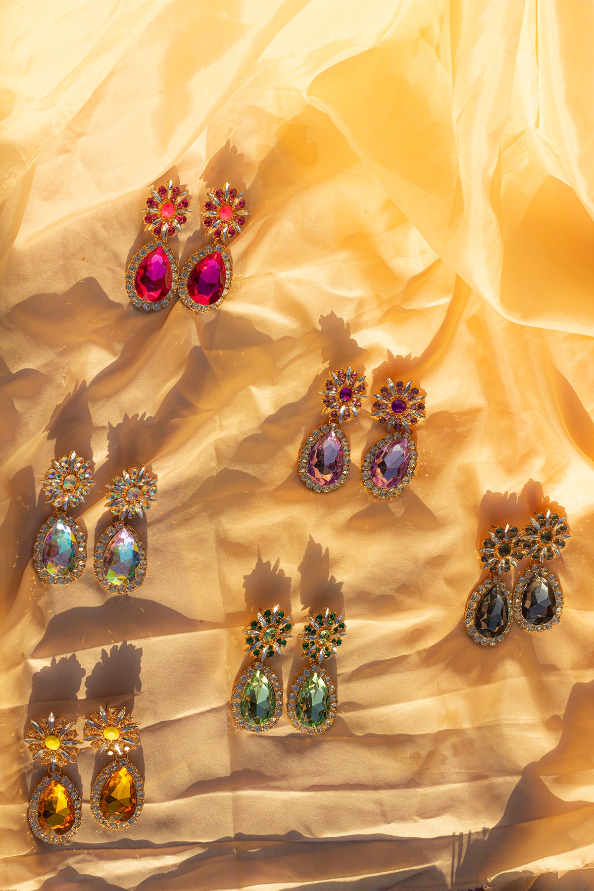 Oversized Flower Jewel Dangle Earring - Sugar + Style