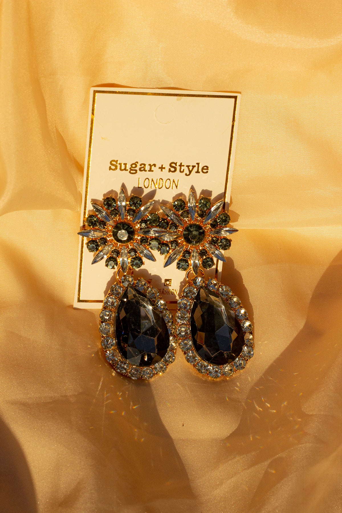 Oversized Flower Jewel Dangle Earrings - Sugar + Style