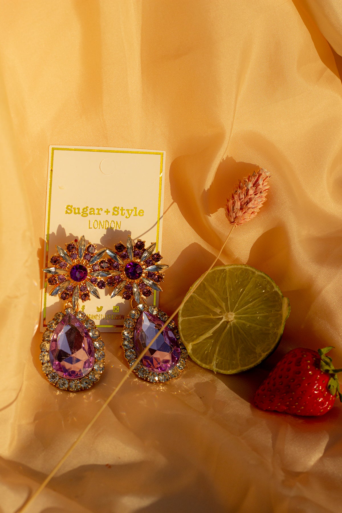Oversized Flower Jewel Dangle Earring - Sugar + Style