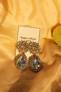 Oversized Flower Jewel Dangle Earring - Sugar + Style