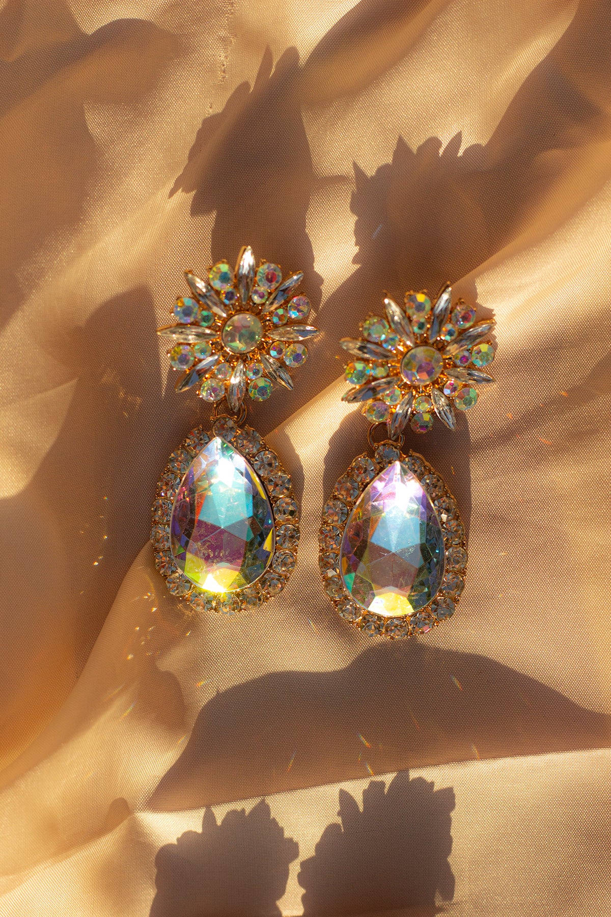Oversized Flower Jewel Dangle Earring - Sugar + Style