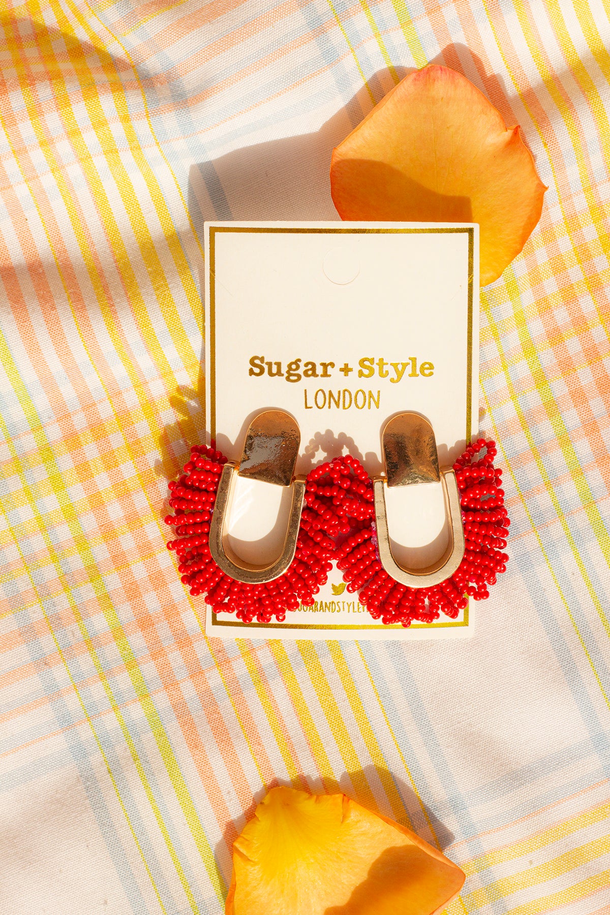 Horse Shoe Cut Out Beaded Earrings - Sugar + Style
