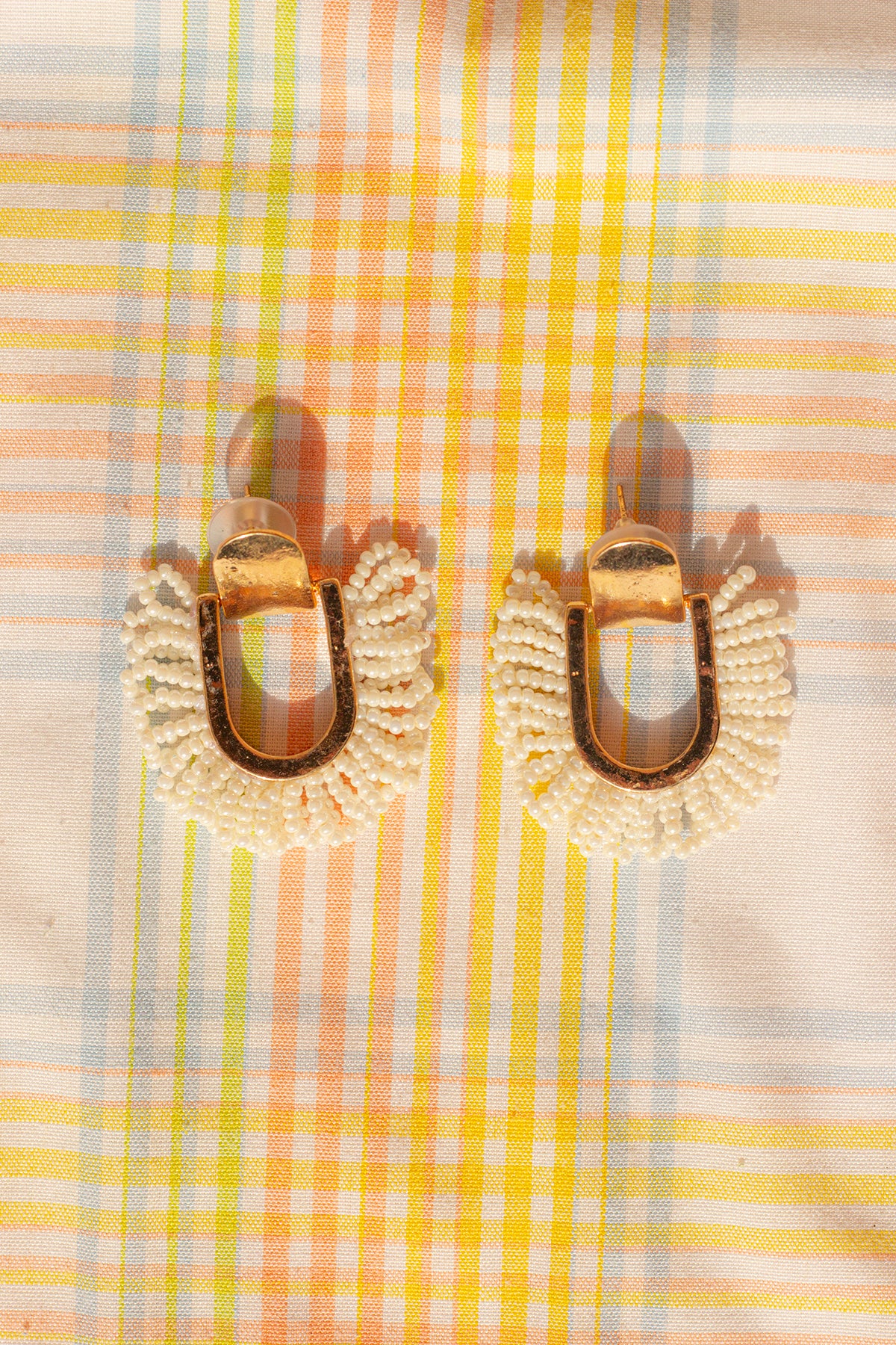 Horse Shoe Cut Out Beaded Earrings - Sugar + Style