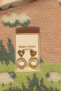 Hammered Heart Pearlescent Loop Dangle Earrings - Sugar + Style