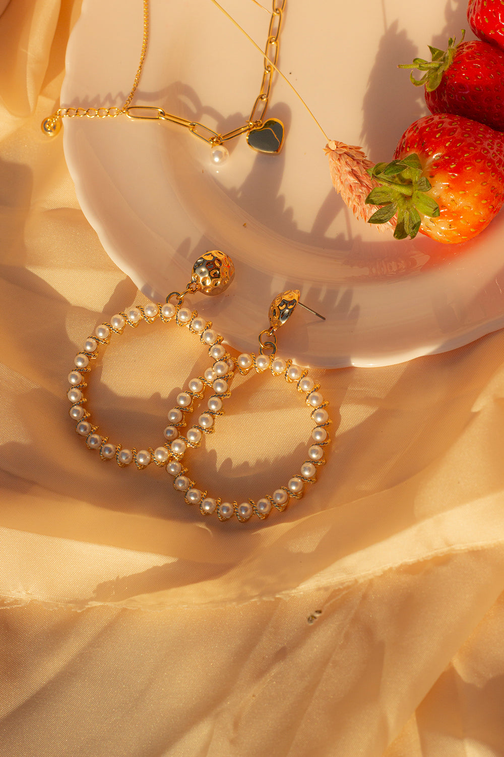 Embellished Pearl Twist Style Garland Stud Earrings - Sugar + Style