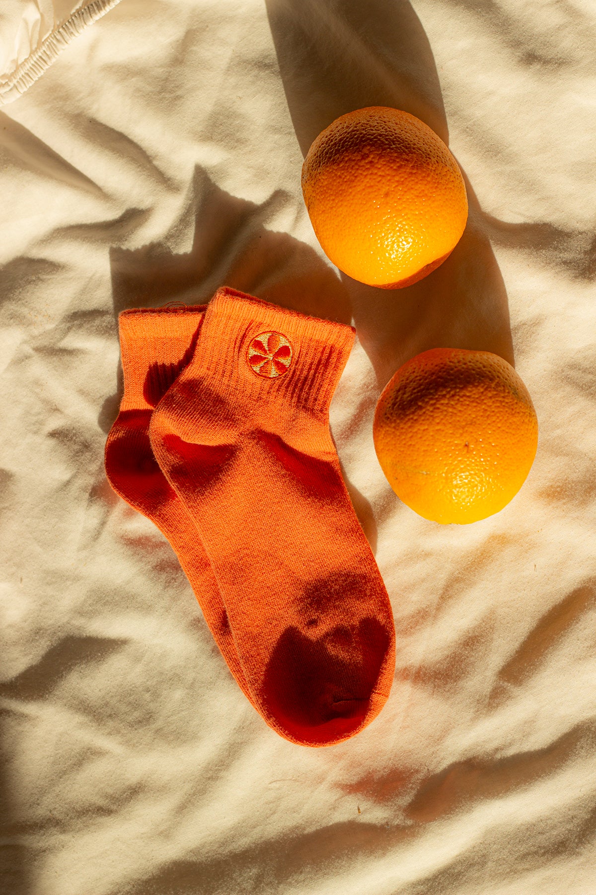 Orange Fruit Embroidered Socks - Sugar + Style